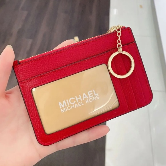 Michael Kors zip coin holder in red - Picture 5 of 8